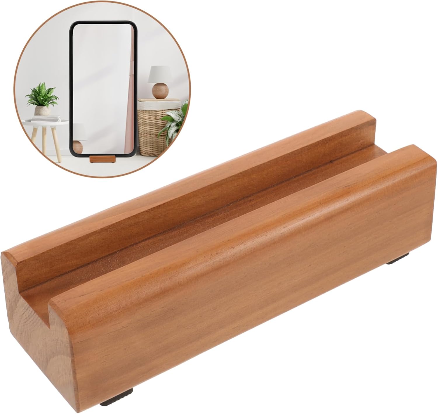 Solid Wood Floor Mirror Stand, Full Length Mirror Base, Heavy Duty Holder, Brown, 9.84 x 3.14 x 2.55 Inch, Non-Slip Support for Mirrors and Frames