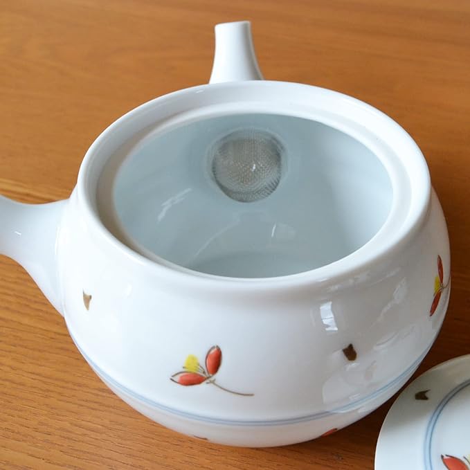 Japanese Teapot Ceramic Kyusu 14.5 fl oz Made in Japan Arita Imari ware Porcelain Tea pot for Green Tea Akane