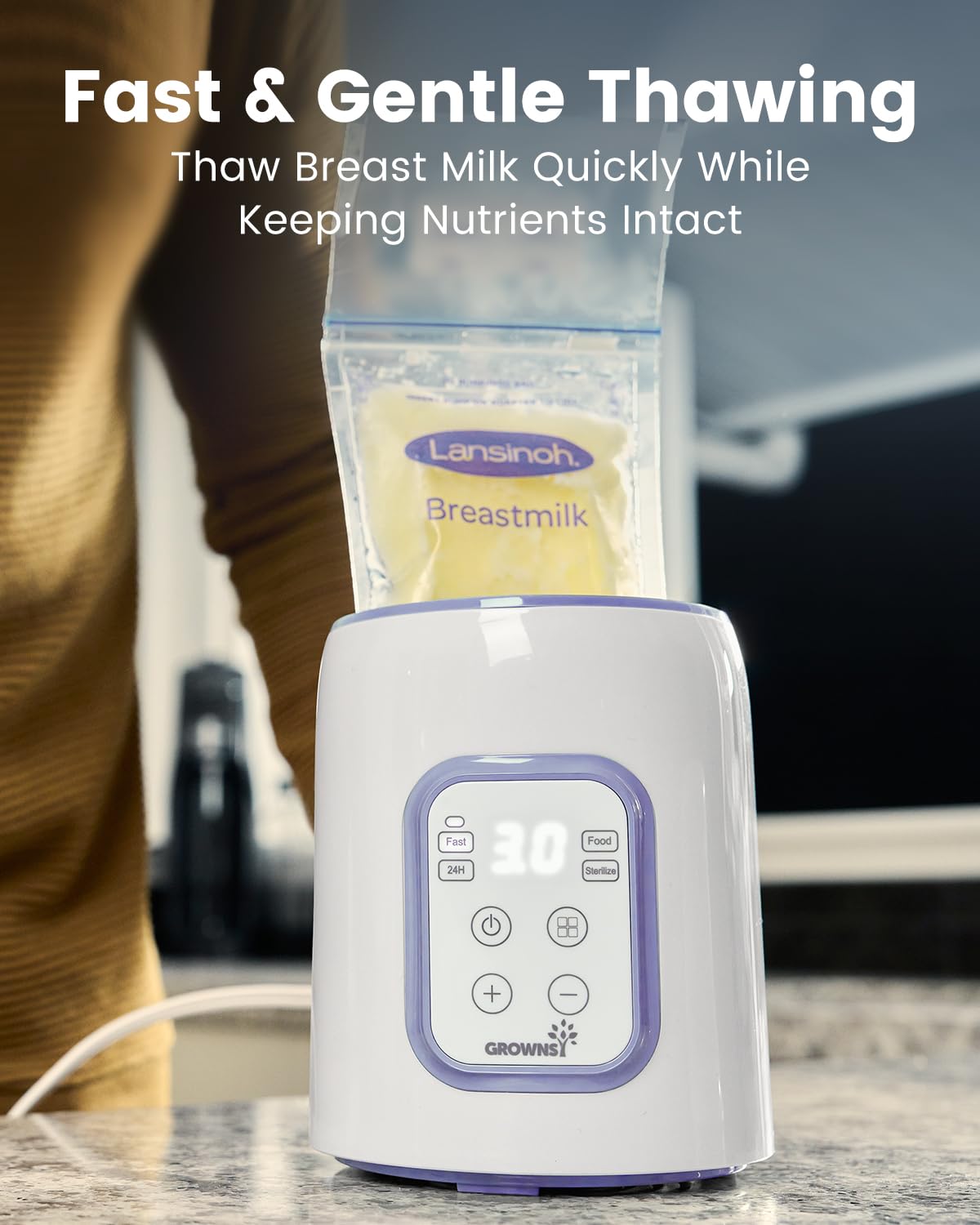 GROWNSY Bottle Warmer, 8-in-1 Fast Baby Bottle Warmer for Breastmilk or Formula, Smart Temperature Control and Automatic Shut-Off Milk Warmer, Baby Essentials for Newborn- Purple - Blissbrew