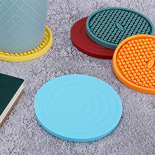 Silicone Coasters [6 Pack] Thickened Drink Coasters with Holder (6 Count)