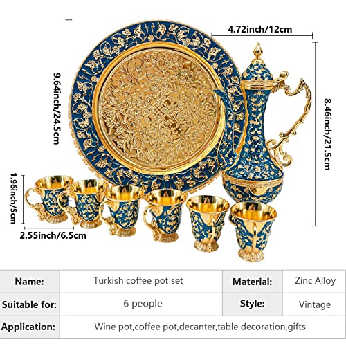 Turkish Tea Coffee Cup and Pot Set Including Teapot
