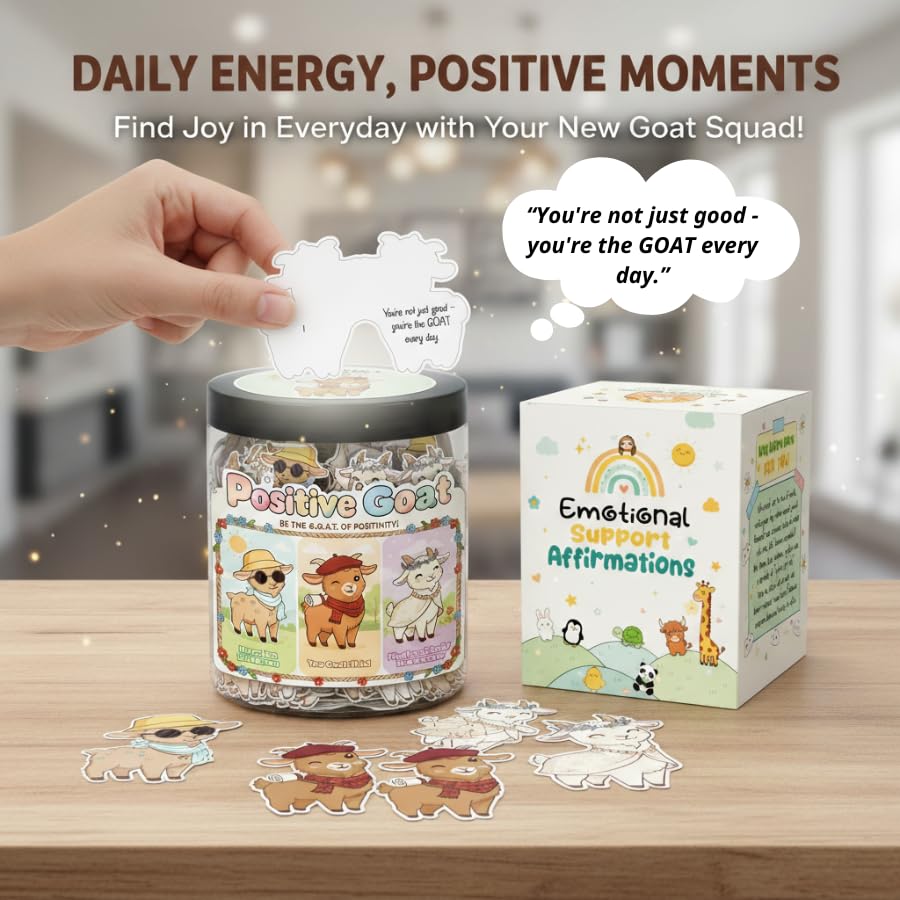 Positive Goat Jar with 60 Daily Affirmation Cards