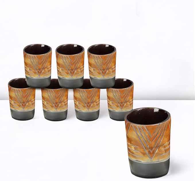 Handicrafts Home Viking Horn Shot Glasses Set of 8, Handmade Natural Ox Horn, Rustic Viking Drinkware Whiskey Shot Cups, Father’s day Gifts, Birthday Gifts for Men, Room Decor for Men