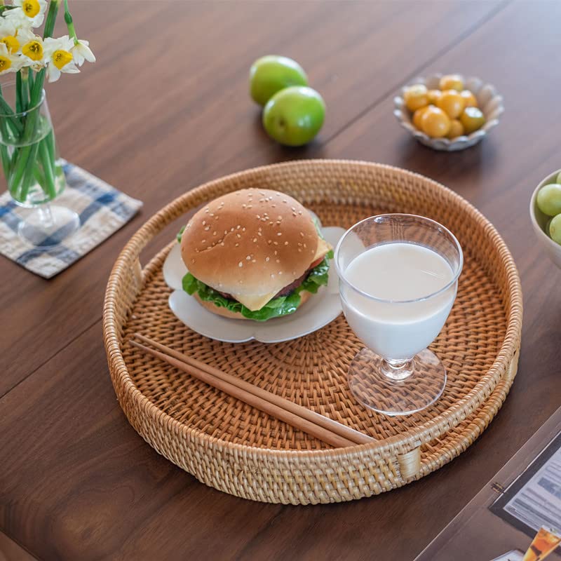 Rattan Round Serving Tray