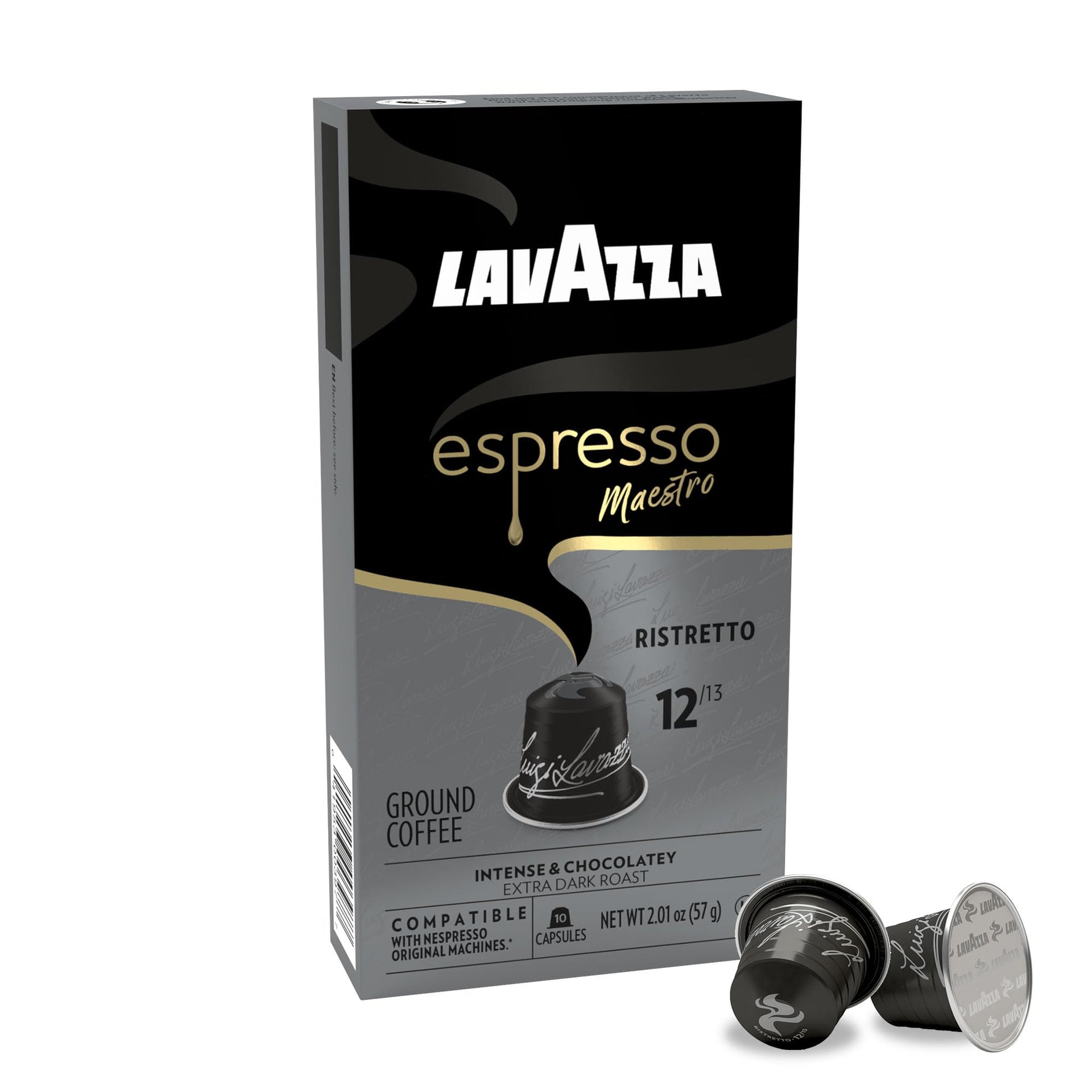 Espresso Maestro Ristretto Aluminum Capsules Compatible with Nespresso* Original Machines (60 Count)