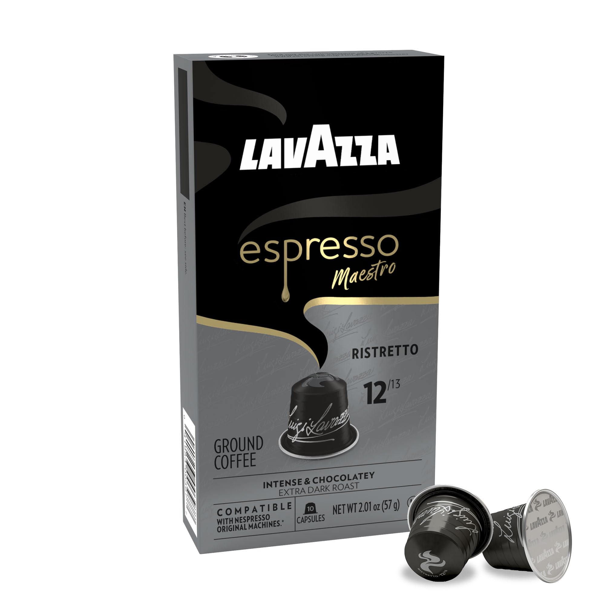 Espresso Maestro Ristretto Aluminum Capsules Compatible with Nespresso* Original Machines (60 Count)