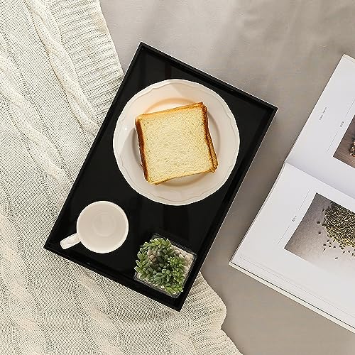 Glossy Black Sturdy Acrylic Serving Tray with Handles