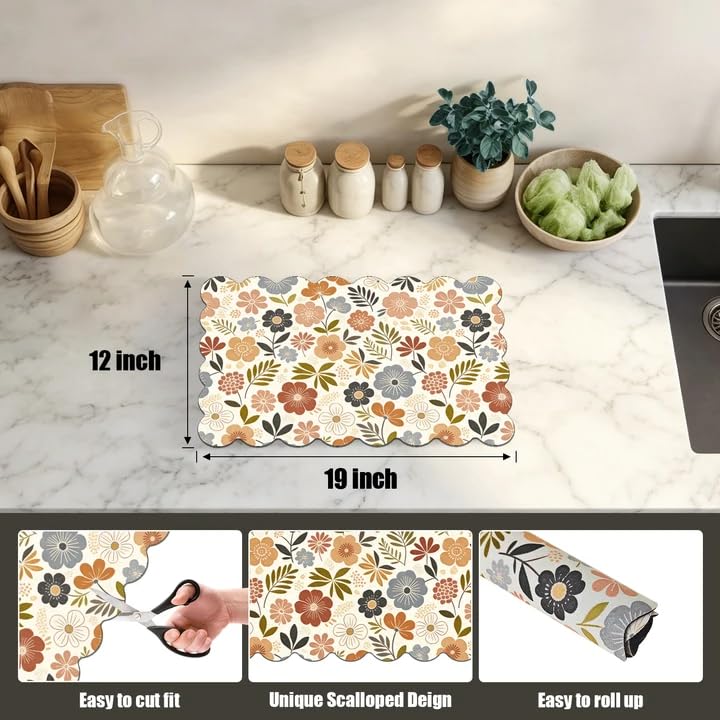 Scalloped Dish Drying Mats for Kitchen Counter