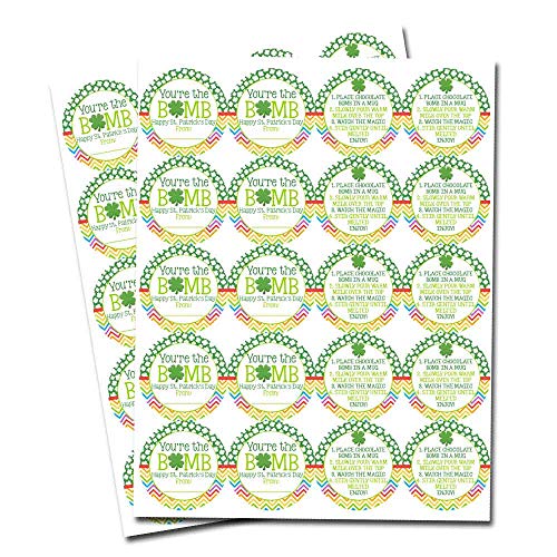 You're The Bomb Shamrock Themed Happy St. Patrick's Day Hot Cocoa Bomb Packaging Sticker Labels