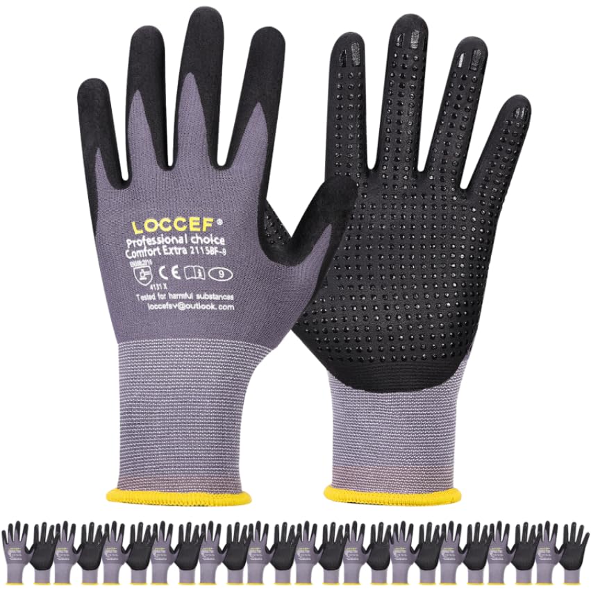 Work Gloves MicroFoam Nitrile Coated (12 Count)