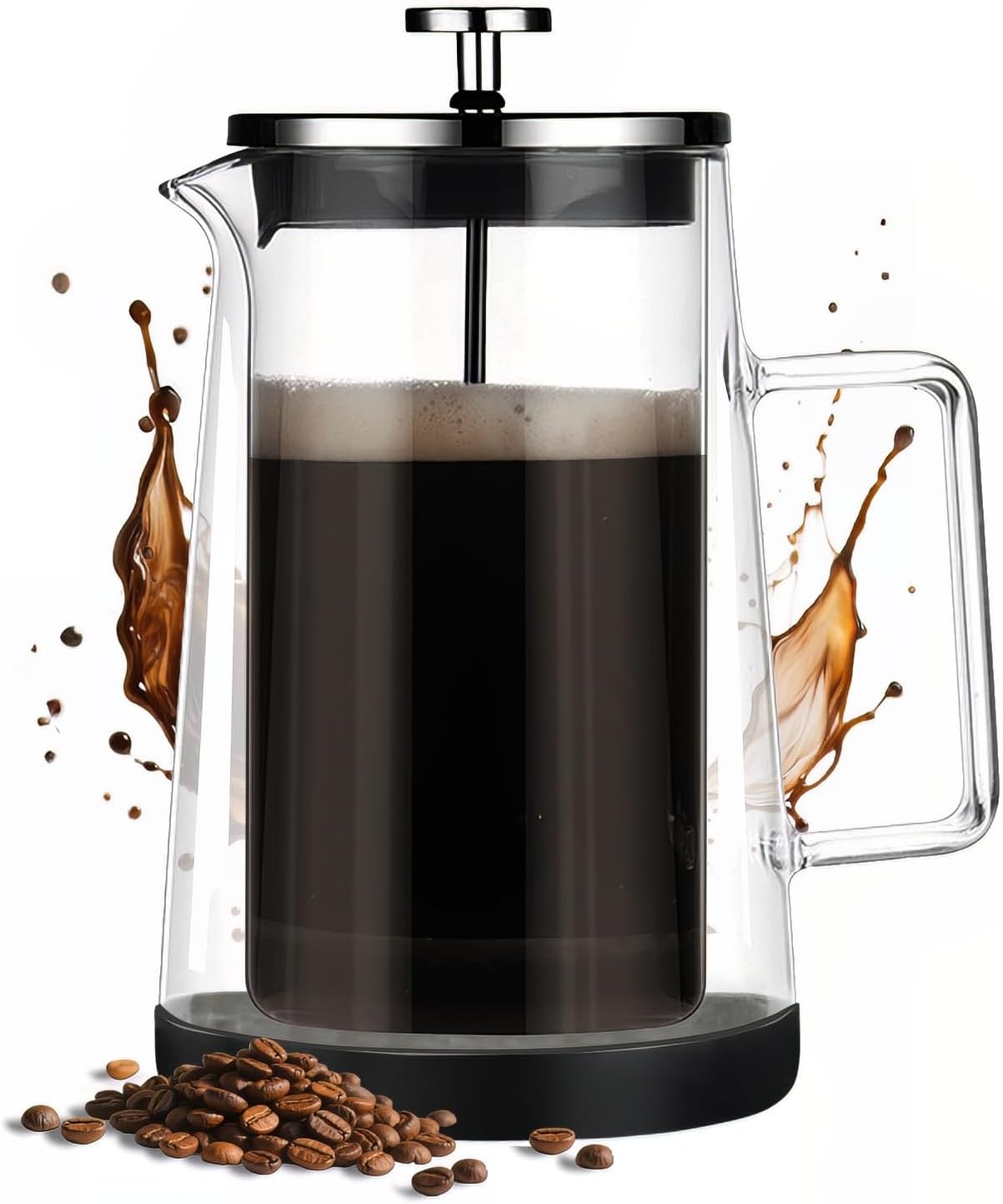 French Press Coffee Maker 34Oz - Double-Wall Insulated Borosilicate Glass - Ergonomic Handle - Coffee Gift - Tea & Coffee Press - Blissbrew