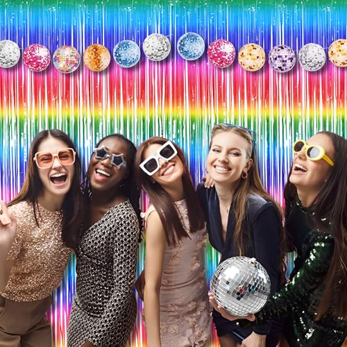 Colorful Streamers Fringe Backdrop 80s 90s Party Decorations (2 Count)