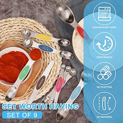 9 PCS MultiColor Magnetic Measuring Spoons Set
