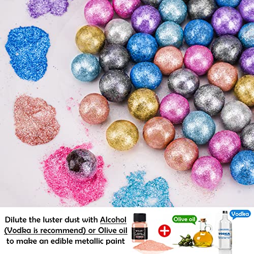 Edible Food Grade Glitter Powder Glimmer Luster Dust Metallic Fancy Food Decorating Sprinkle Glimmery Dust for Drink Wine Beverage Cake Bakery Vegan Allergen
