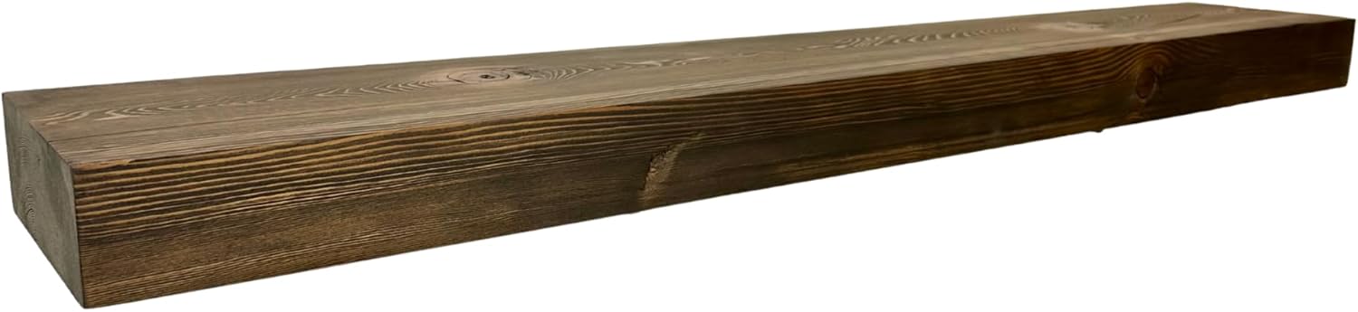 Modern Timber Craft Reclaimed Wood Floating Wall Shelf | Solid Rustic American Barnwood, Floating Shelf Brackets | 2.75" Thickness | 18" L x 8" D, Jacobean, Planed and Sanded, 3 Pack