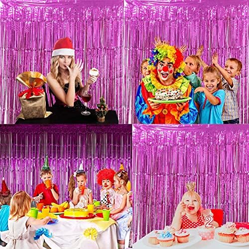Hot Pink Foil Fringe Curtains (2 Count)