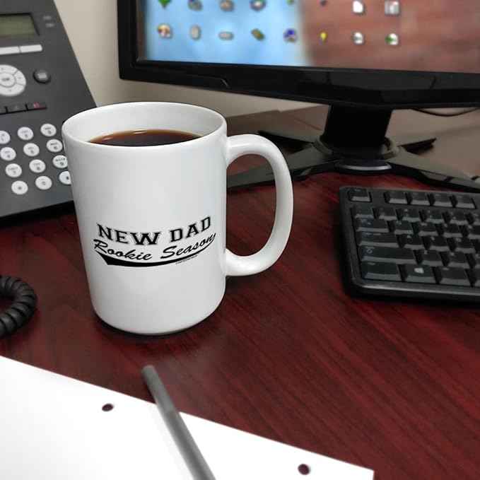 Funny Rookie Season New Dad 1st Fathers Day Mug - 2 Pack 15oz Ceramic Coffee Set
