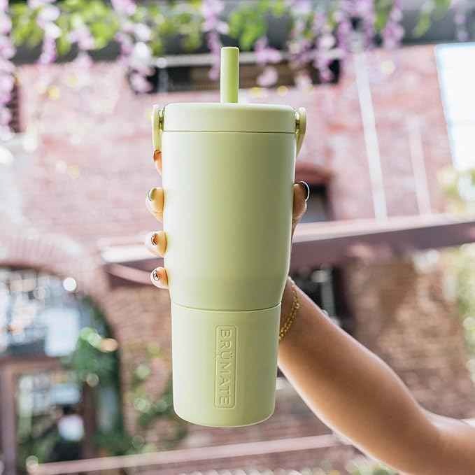 BrüMate Resa 35oz 100% Leakproof Travel Tumbler with Handle & Straw | Flexible SoftSip Straw | Silicone Sleeve for Durability | Stainless Steel | Cup Holder & Travel Friendly Water Bottle | (Cedar)