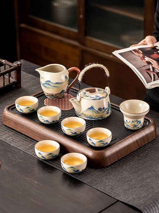 Ru Kiln Gongfu Tea Set, Compact Gaiwan for Office Use-suit17