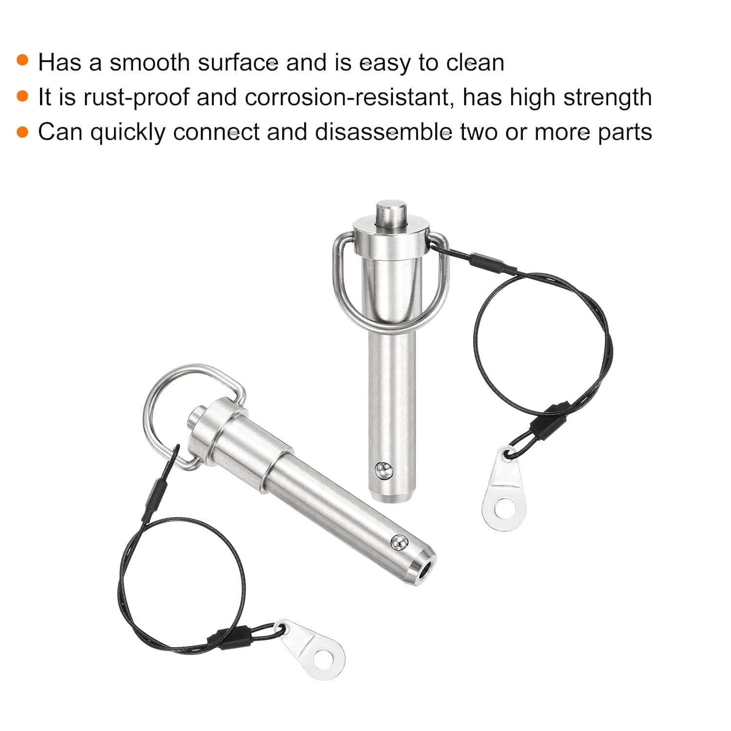 uxcell 1 Pcs Quick Release Pin, 1/2" x 1.5"(Dia. x L) Push-Button Ball Locking Pin 304 Stainless Steel Ring Handle Locking Pin with Wire for Audio Bimini Top Marine, Silver