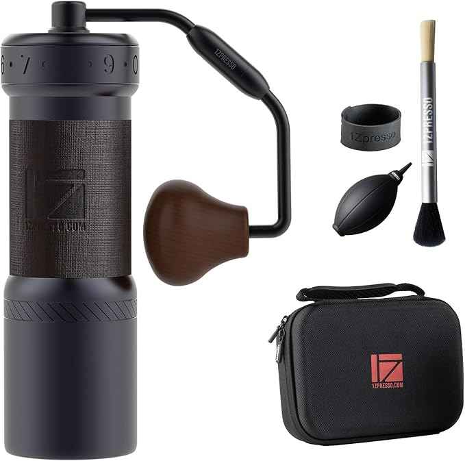1Zpresso K-Ultra Manual Coffee Grinder Iron Gray with Carrying Case, Assembly Consistency Grind Stainless Steel Conical Burr, Foldable Handle, Numerical External Adjustable Setting, All-Round Grinder