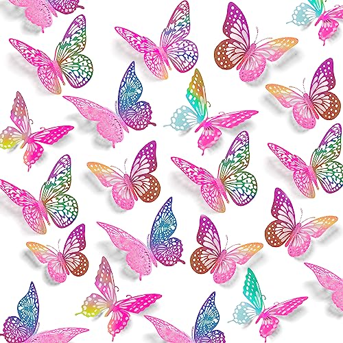 3D Butterfly Wall Decor 48 Pcs Laser Purple Butterfly Decorations (48 Count)