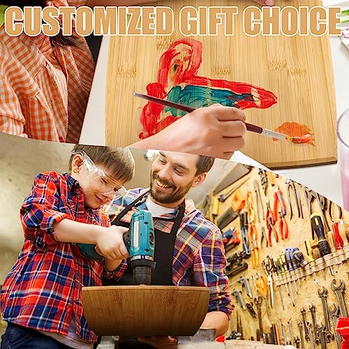 12 Packs Wooden Cutting Board Set with Handles Large Kitchen Serving Plain Chopping Board Bulk Gifts for Mom for Vegetables Meat Pizza Cheese Fruit Bread (12 Count)