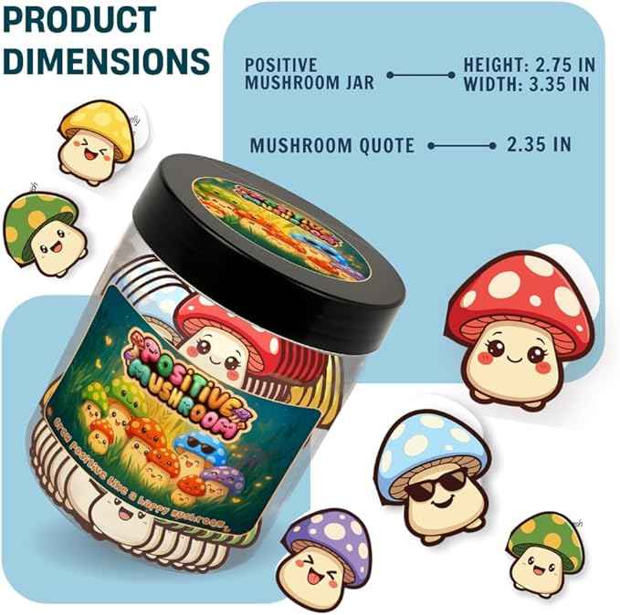Positive Mushroom Jar with 60 Affirmation Cards, Emotional Support Mushroom, Christmas Mushroom Decoration, Mushroom Gifts For Women, Feel Better Cute Friend Gifts