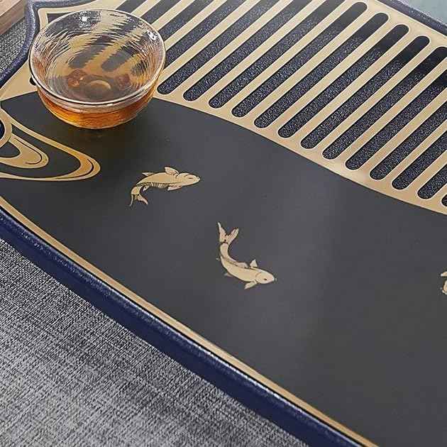 Tea Set Household Brass Chinese Dry Tea Table Office Water Storage Tea Tray, Tea Table Tea Tray Indoor Small Tea Table Tea Tray Chinese Tea Set(A)
