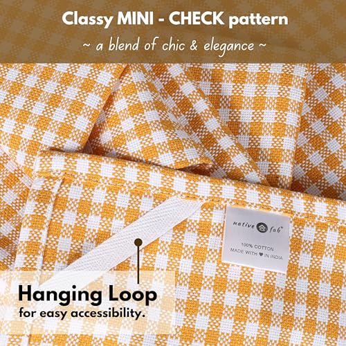 4 Pack Yellow Gingham Cotton Dish Towels 16"x26"