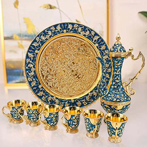 Turkish Tea Coffee Cup and Pot Set Including Teapot