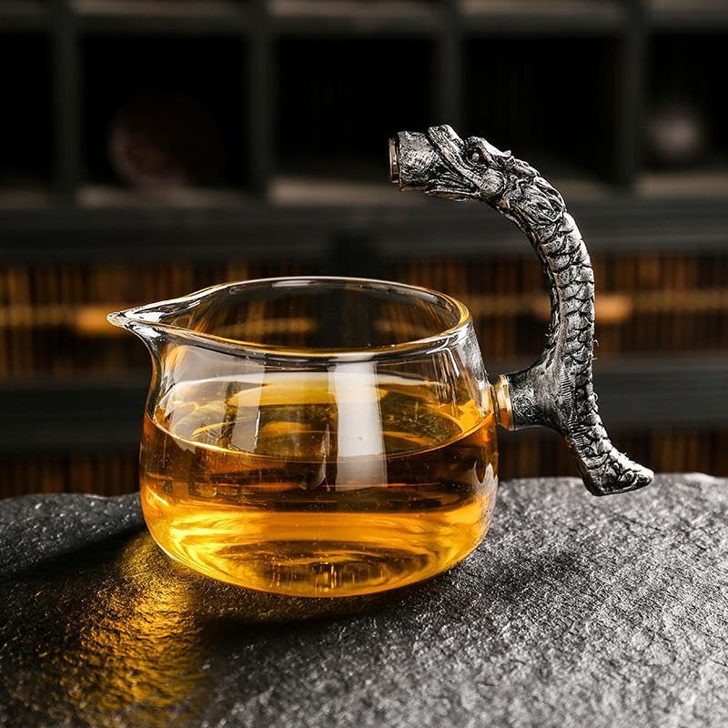 Glass Teapot Set with Infuser Semi Automatic Dragon Tea Set with 6 Small Cups