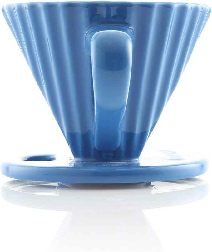 Chantal "Lotus" ceramic pour over coffee dripper, 8 Ounces, Blue Cove