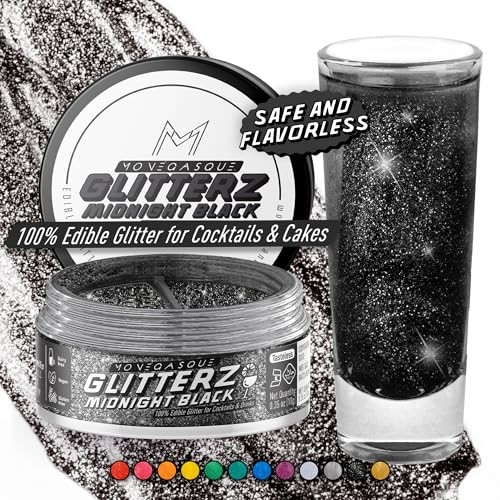 Midnight Black Edible Glitter for Drinks & Cakes