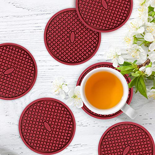 Silicone Coasters [6 Pack] Thickened Drink Coasters with Holder (6 Count)