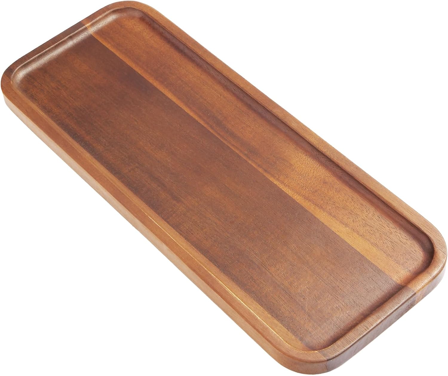 Solid Acacia Wood Serving Trays and Platters - Wooden Mini Charcuterie Boards, Rectangle Small Cheese Board for Food, Bathroom, Home Decor, Kitchen Counter, (14