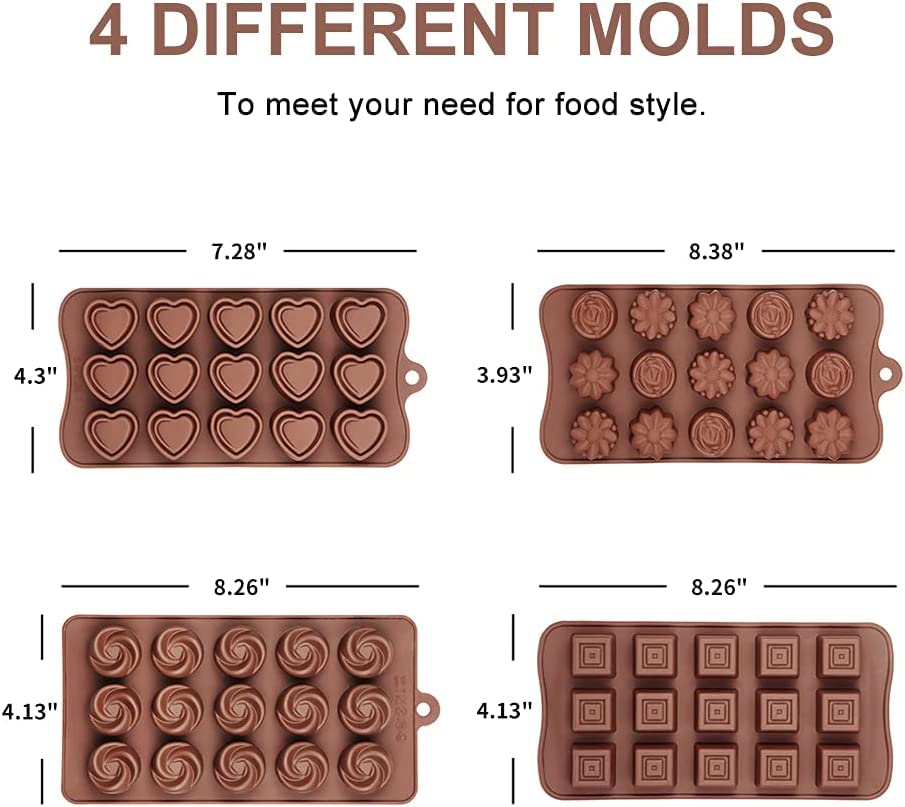 4 Packs Silicone Molds for Chocolate