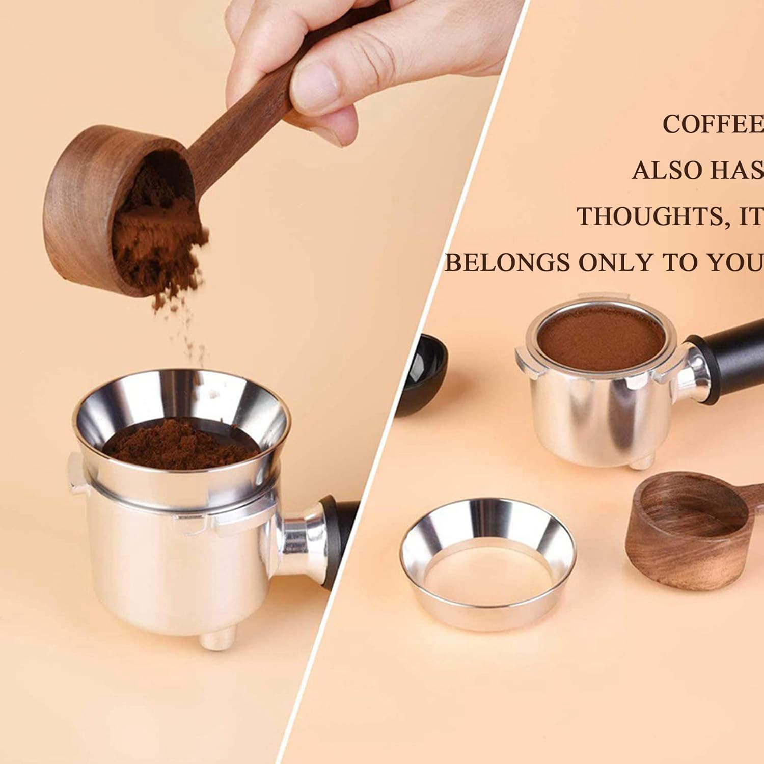 Espresso Dosing Funnel Precision Aluminum Alloy Coffee Dosing Ring Accessories Set for Portafilter Hands-Free (58mm)