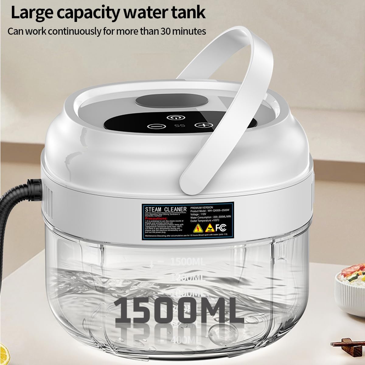 Handheld Steam Cleaner,Portable High-Pressure Steam Cleaner with Smart Touch Screen, Steam Cleaner for Home Cleaning of Bathroom,Furniture,Car, Shower,Kitchen, and Toys - Blissbrew