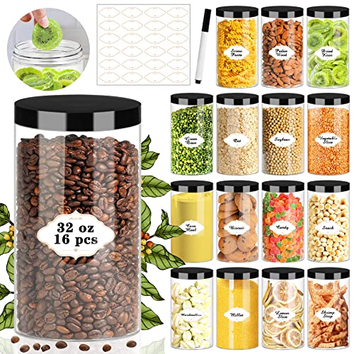 32 OZ Plastic Jars with Lids (16 Count)