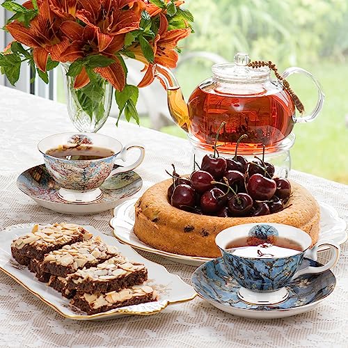 Floral Tea Cups Saucers Set of 2 (2 Count)