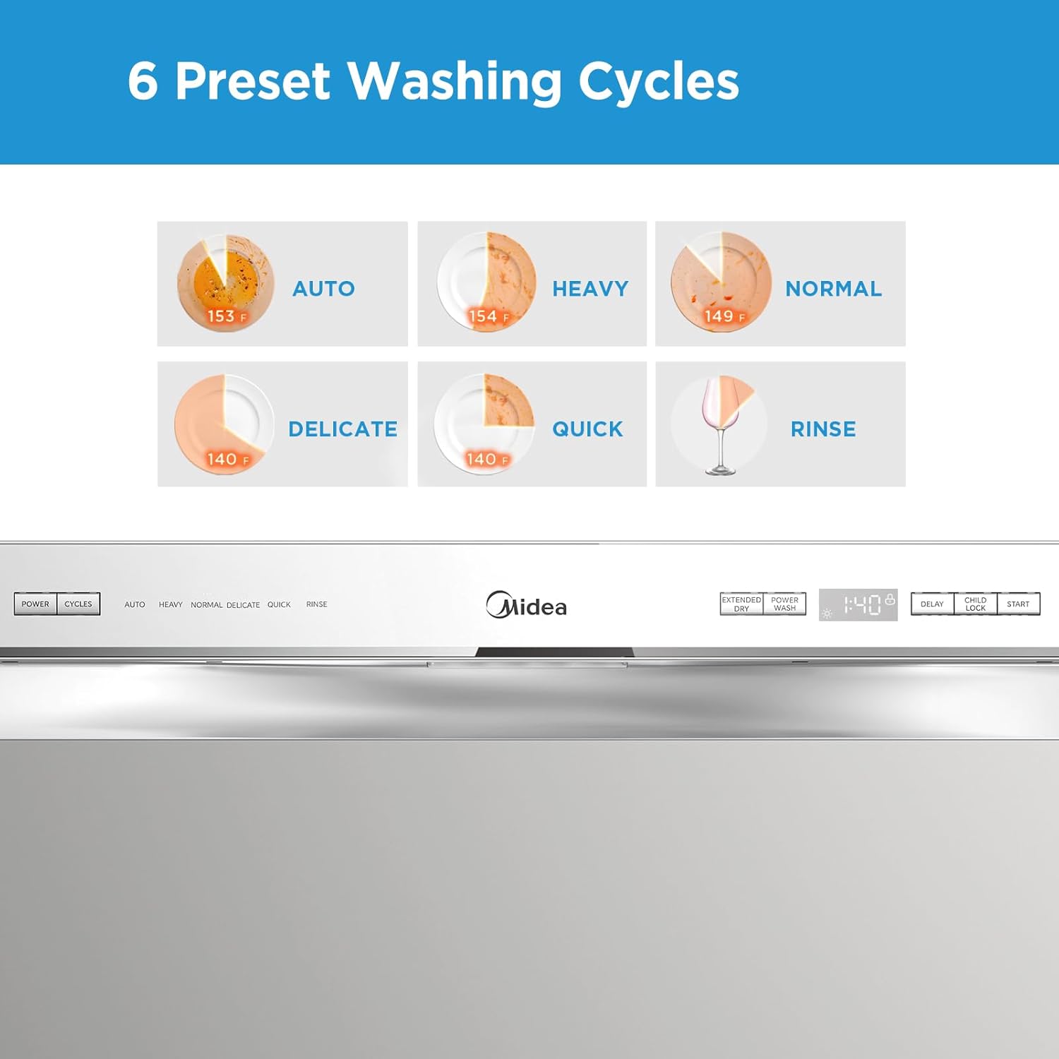 Midea MDC22P2ASS Countertop, Portable Place Settings & 6+2 Washing Cycles. Energy Star Dishwasher, Dish Washer for Dorm, RV& Apartment, Sliver, Silver - Blissbrew