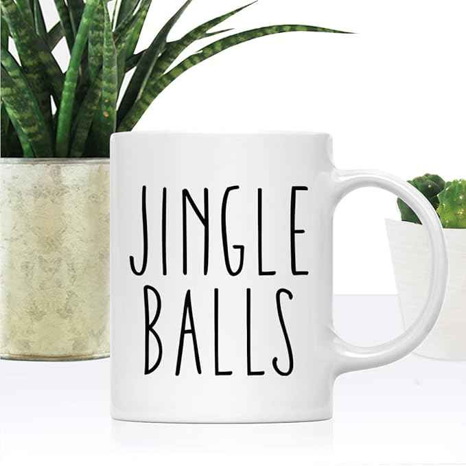 Andaz Press Christmas Winter Holiday 11oz. Coffee Mug, Jingle Balls, 1-Pack, Cozy Christmas Hot Chocolate Cup Ideas for Him Her Coworker