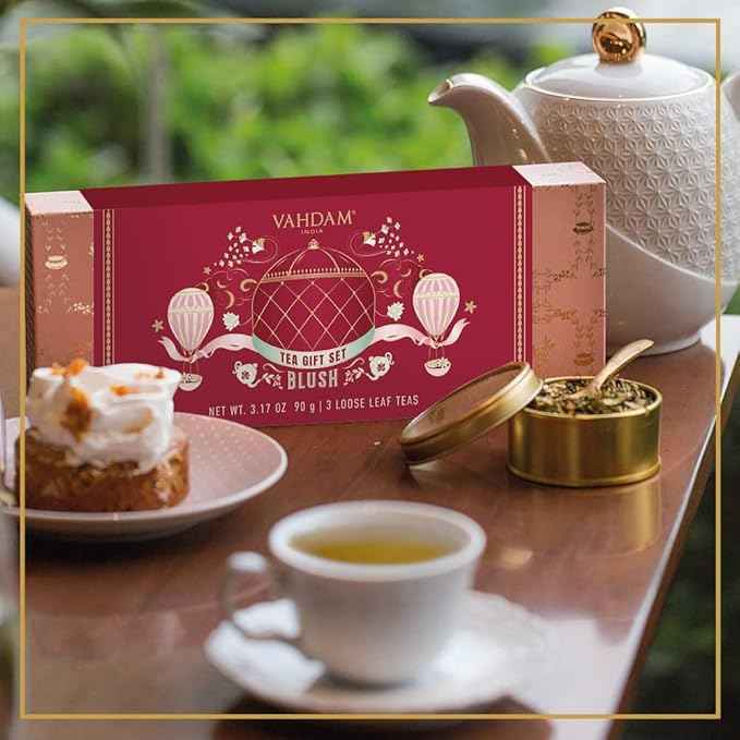 VAHDAM, BLUSH - Assorted Tea Gift Set, 3 Premium Teas in Tin Caddy Presentation Box | Loose Leaf Teas | Gift for everyone