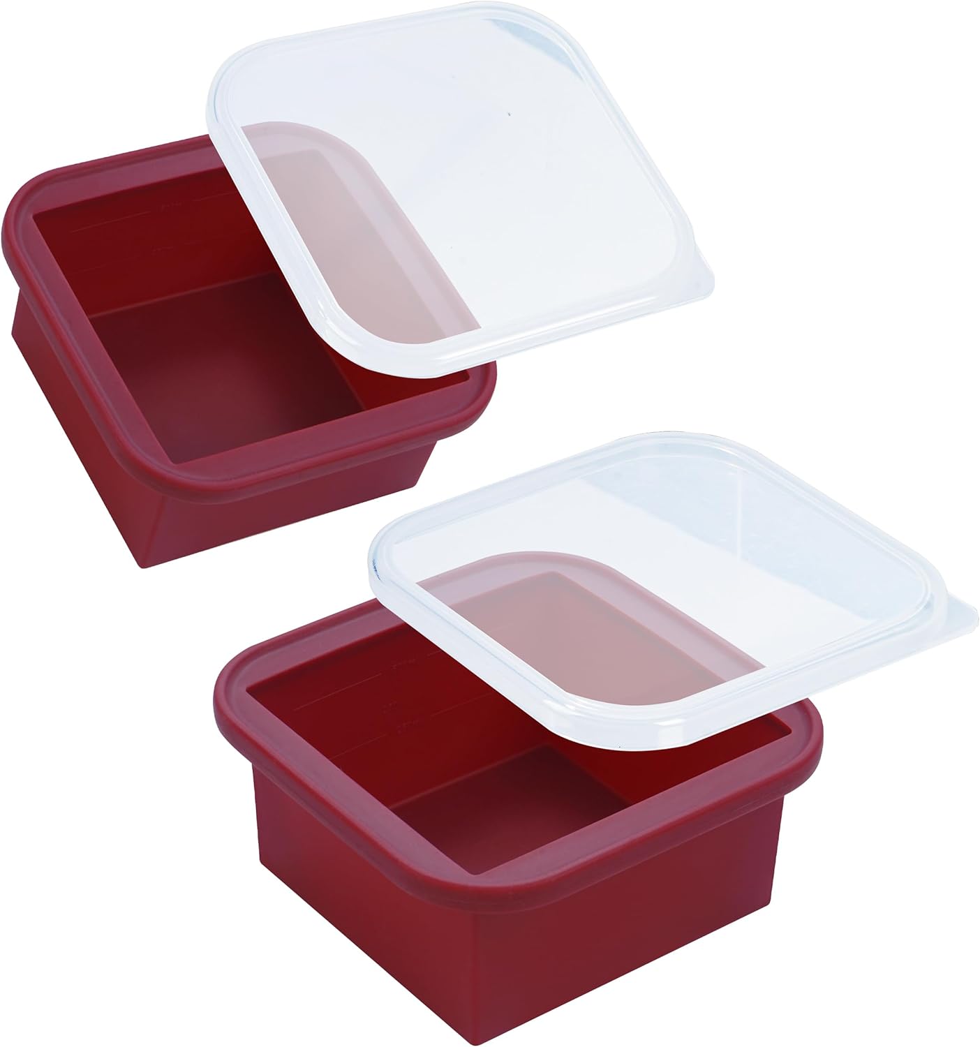 2-Cup Silicone Freezer Trays with Lids – Perfect for Meal Prep, Portion Control, and Easy Freezing-Meal Prep Container Molds for Soup,Leftovers (Cranberry, 2 Pack) - Blissbrew