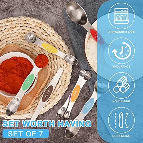 7 PCS MultiColor Magnetic Measuring Spoons Set