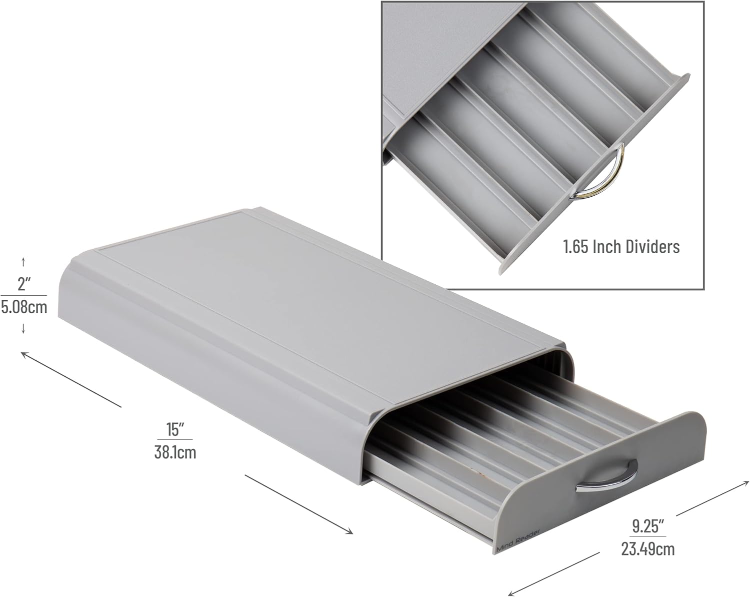 Mind Reader Nespresso Compatible Capsule Drawer, Countertop Organizer, Coffee Pod Holder, Storage, 9.25"L x 15"W x 2"H, Gray