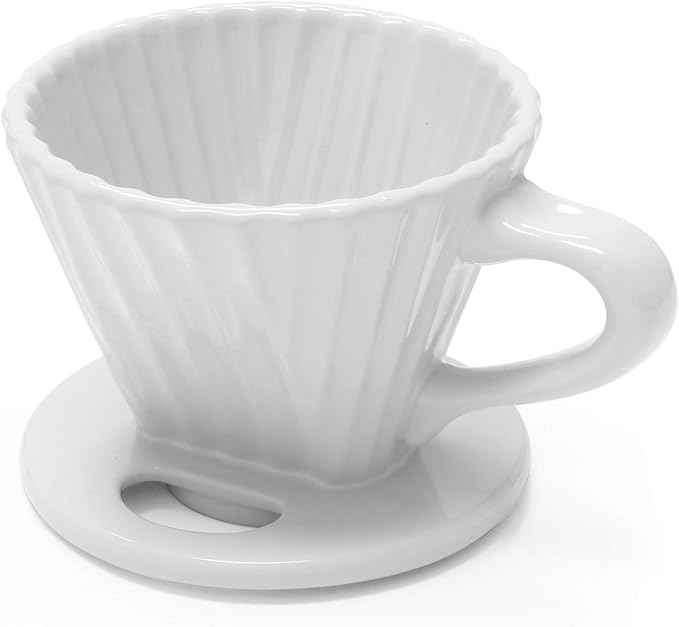Chantal "Lotus" ceramic pour over coffee dripper, 8 ounces, White