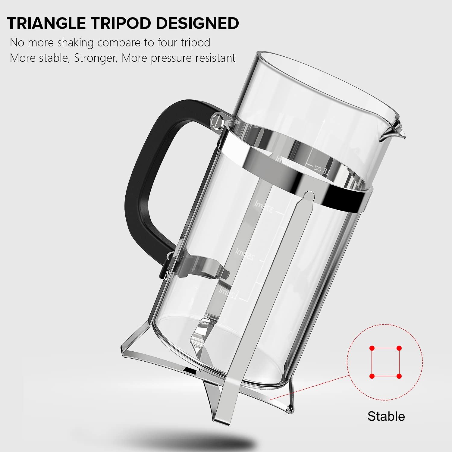 QUQIYSO French Press Coffee Maker 304 Stainless Steel French Press with 4 Filter, Heat Resistant Durable, Easy to Clean, Borosilicate Glass Coffee Press, 100% BPA Free Glass Teapot, 21 ounce, Silver - Blissbrew