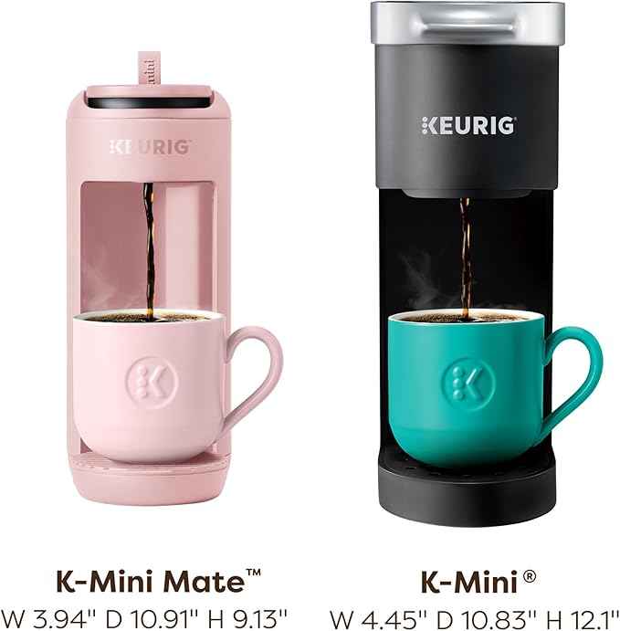 Keurig K-Mini Mate Single Serve K-Cup Pod Coffee Maker, Brews Up to 12 oz Cup, Compact Portable Coffee Machine for Small Spaces, Great for Dorms & Offices, Pink Sands